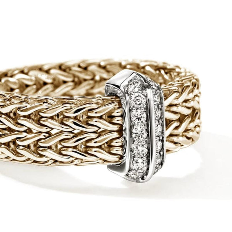 Icon Link 14K Gold Diamond Pavé Ring 9mm - RGGX987362DIX-John Hardy-Renee Taylor Gallery