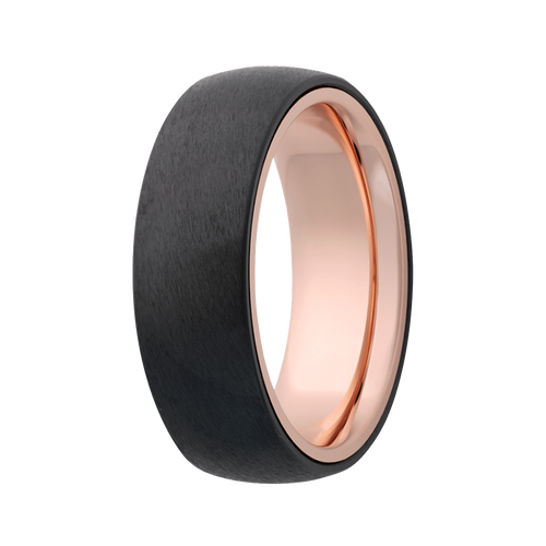 (7mm) Zirconium Dome Satin w/ 14K Yellow Gold Alloy Interior Sleeve - 7ZYX133:14KY-AL-Heavy Stone-Renee Taylor Gallery