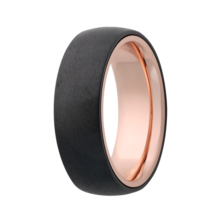 (7mm) Zirconium Dome Satin w/ 14K Yellow Gold Alloy Interior Sleeve - 7ZYX133:14KY-AL-Heavy Stone-Renee Taylor Gallery