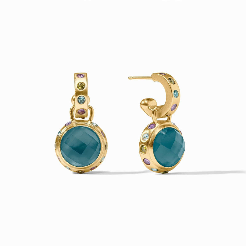 Rainbow Hoop & Charm Earring-Iridescent Montana Blue - ER1015GIPE00-Julie Vos-Renee Taylor Gallery