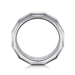 14K White Gold 8mm - Angular Men's Wedding Band in High Polished Finish - MBH0223-80W4JJJ-Gabriel & Co.-Renee Taylor Gallery