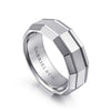 14K White Gold 8mm - Angular Men's Wedding Band in High Polished Finish - MBH0223-80W4JJJ-Gabriel & Co.-Renee Taylor Gallery