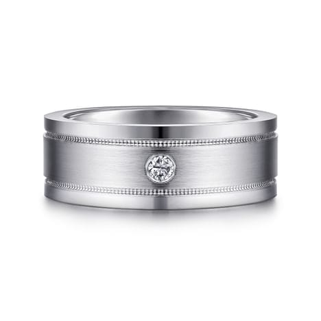 14K White Gold Diamond Men's Wedding Ring in Satin Finish - MR15673W44JJ-Gabriel & Co.-Renee Taylor Gallery