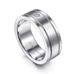 14K White Gold Diamond Men's Wedding Ring in Satin Finish - MR15673W44JJ-Gabriel & Co.-Renee Taylor Gallery
