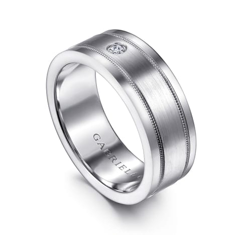 14K White Gold Diamond Men's Wedding Ring in Satin Finish - MR15673W44JJ-Gabriel & Co.-Renee Taylor Gallery