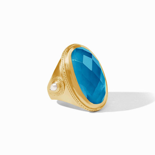 Cannes Statement Ring-Iridescent London Blue - R169GILN-Julie Vos-Renee Taylor Gallery