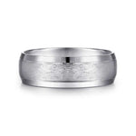 14K White Gold 7mm - Beveled Edge Men's Wedding Band in Horizontal Brush Finish - MBM0134-70W4JJJ-Gabriel & Co.-Renee Taylor Gallery