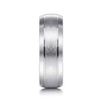14K White Gold 7mm - Beveled Edge Men's Wedding Band in Horizontal Brush Finish - MBM0134-70W4JJJ-Gabriel & Co.-Renee Taylor Gallery