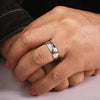 14K White Gold 7mm - Beveled Edge Men's Wedding Band in Horizontal Brush Finish - MBM0134-70W4JJJ-Gabriel & Co.-Renee Taylor Gallery