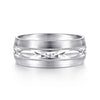 14K White Gold 8mm - Engraved Men's Wedding Band in Satin Finish - MBM0103-80W4JJJ-Gabriel & Co.-Renee Taylor Gallery