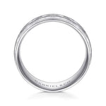 14K White Gold 8mm - Engraved Men's Wedding Band in Satin Finish - MBM0103-80W4JJJ-Gabriel & Co.-Renee Taylor Gallery