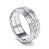 14K White Gold 8mm - Engraved Men's Wedding Band in Satin Finish - MBM0103-80W4JJJ-Gabriel & Co.-Renee Taylor Gallery