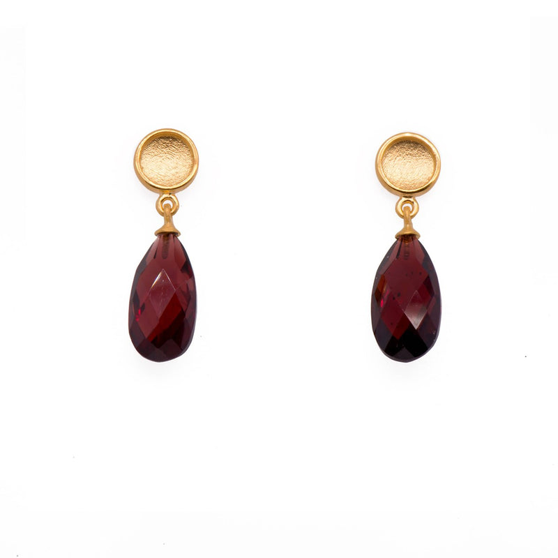 Basic Stud 6mm Garnet 24K Gold Vermeil Earrings-Joyla-Renee Taylor Gallery