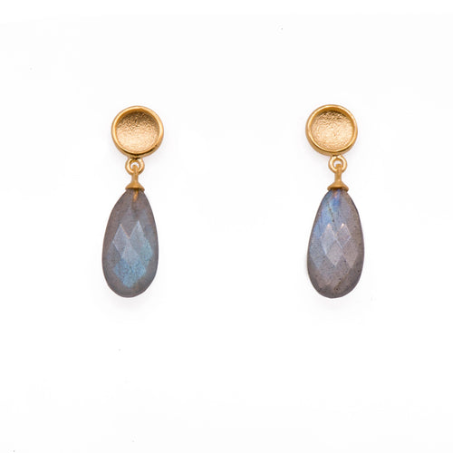 Sun Drop Labradorite 24K Gold Vermeil Earrings-Joyla-Renee Taylor Gallery