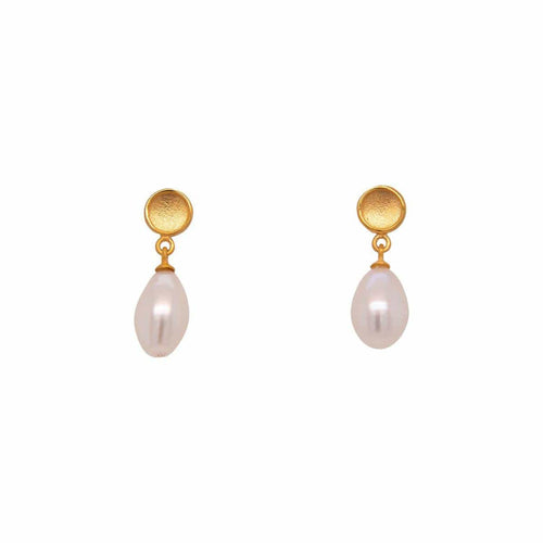 Sun Drop Pearl Earrings 24K Gold Vermeil - SE2VPL-Joyla-Renee Taylor Gallery
