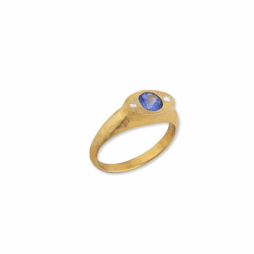 Signet Tanzanite Ring with Diamonds by Lika Behar