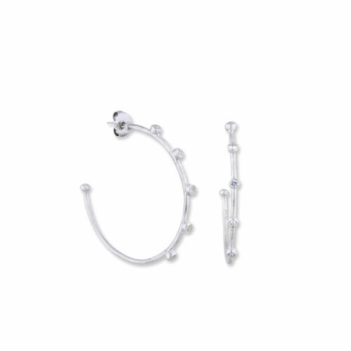Sterling Silver 50MM Sapphire Hoops by Lika Behar