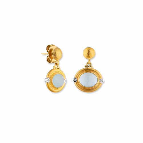 Sky Oval Aquamarine Earrings with Diamond by Lika Behar
