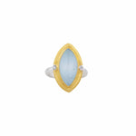 Sky Cabochon Aquamarine Ring with Diamond by Lika Behar