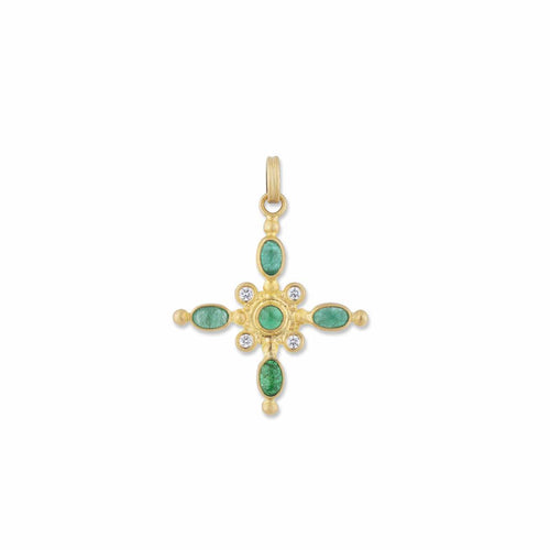 Sloane Cross with Emerald & Diamond by Lika Behar