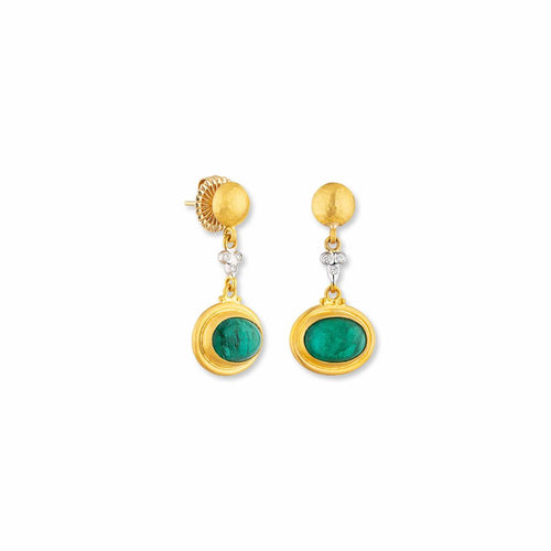 Sloane Oval Emerald Earrings with Diamonds by Lika Behar