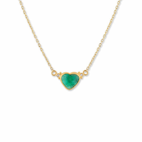 Sloane Love Neck (med 8.5MM Heart Em) with Emerald & Diamond by Lika Behar
