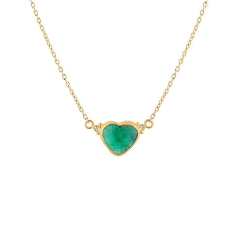 Sloane Love Neck (lg 9MM Heart Emerald) with Diamond by Lika Behar