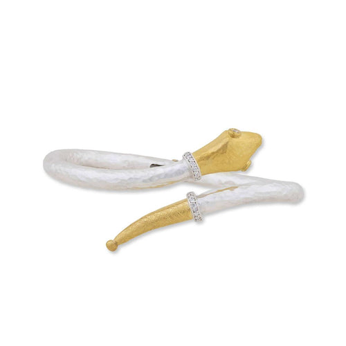 Snake Hinged Bracelet with Diamond by Lika Behar