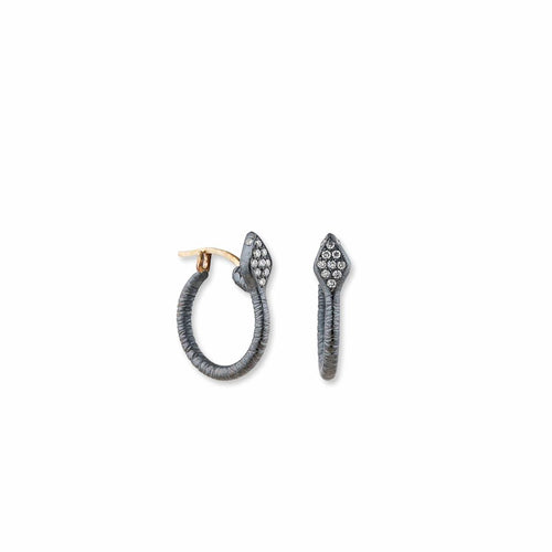 Snake Hoop Earrings with Diamond by Lika Behar