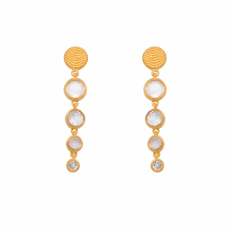 Serenity 4 Rainbow Moonstone Drop 24K Gold Vermeil Earrings-Joyla-Renee Taylor Gallery