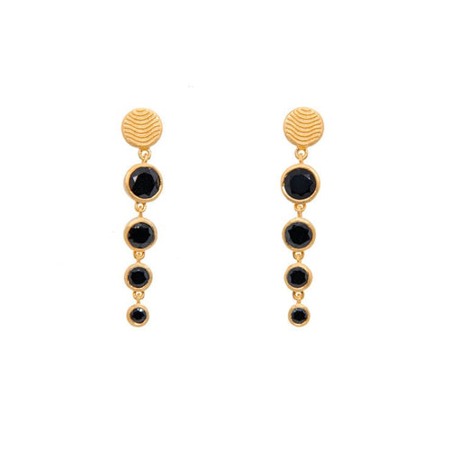 Serenity 4 Bezel Black Spinel 24K Gold Vermeil Earrings-Joyla-Renee Taylor Gallery