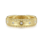 14K Yellow Gold Bujukan Diamond Bezel Wide Stackable Ladies Ring - LR52509Y45JJ-Gabriel & Co.-Renee Taylor Gallery