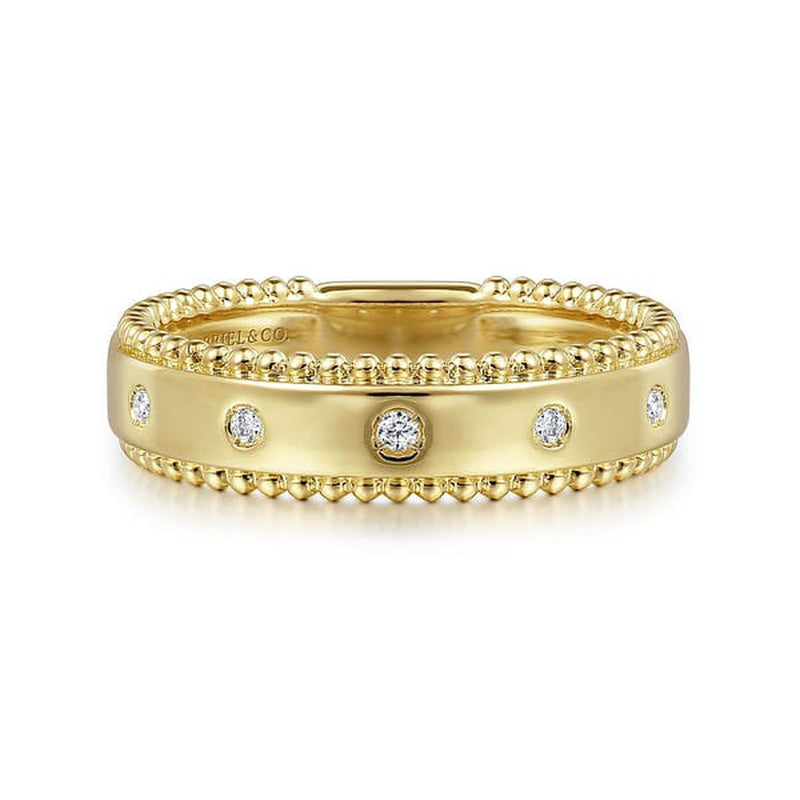 14K Yellow Gold Bujukan Diamond Bezel Wide Stackable Ladies Ring - LR52509Y45JJ-Gabriel & Co.-Renee Taylor Gallery