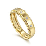 14K Yellow Gold Bujukan Diamond Bezel Wide Stackable Ladies Ring - LR52509Y45JJ-Gabriel & Co.-Renee Taylor Gallery