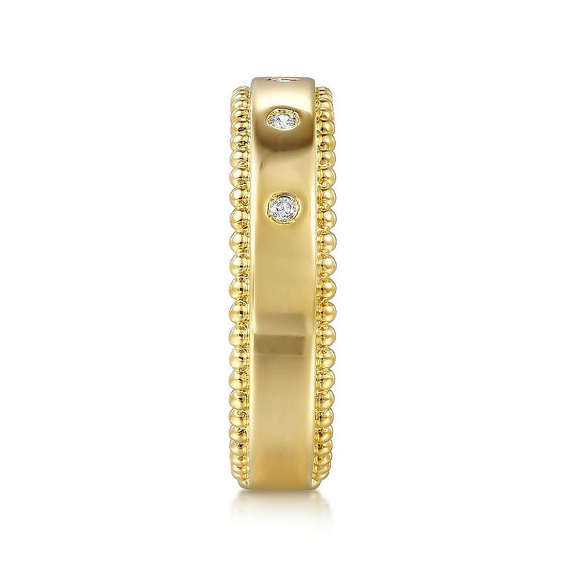 14K Yellow Gold Bujukan Diamond Bezel Wide Stackable Ladies Ring - LR52509Y45JJ-Gabriel & Co.-Renee Taylor Gallery