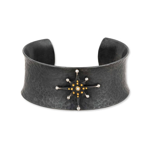Starburst Goxd Cuff with Diamond by Lika Behar