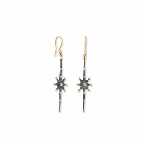 Starburst Elongated Earrings with Diamonds by Lika Behar