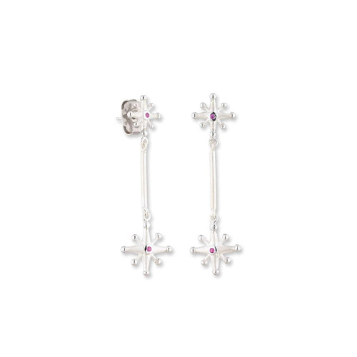 Starburst Silver & Pink Sapphire Dangle Earrings by Lika Behar