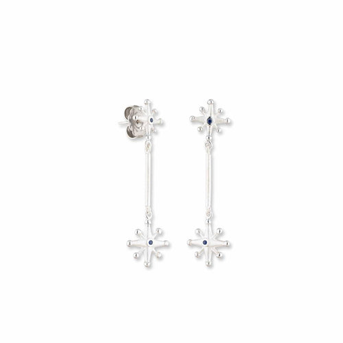 Starburst Silver & Blue Sapphire Dangle Earrings by Lika Behar