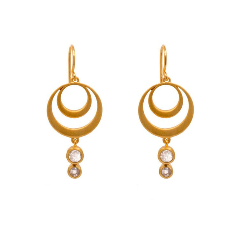 Strength Double Circle Rainbow Moonstone Wire Earrings-Joyla-Renee Taylor Gallery