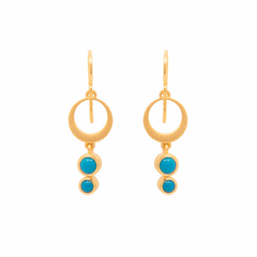 Strength Single Circle Turquoise Wire 24K Gold Vermeil Earrings-Joyla-Renee Taylor Gallery