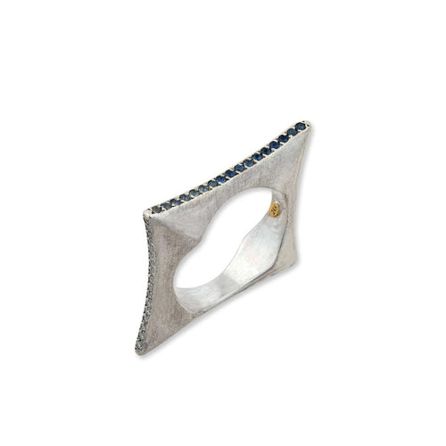 Stockholm Slender Flipper Ring with Diamond & Sapphire by Lika Behar