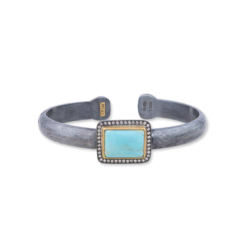 Stone Open Bracelet with Turquoise Kingman & Diamond Cognac by Lika Behar