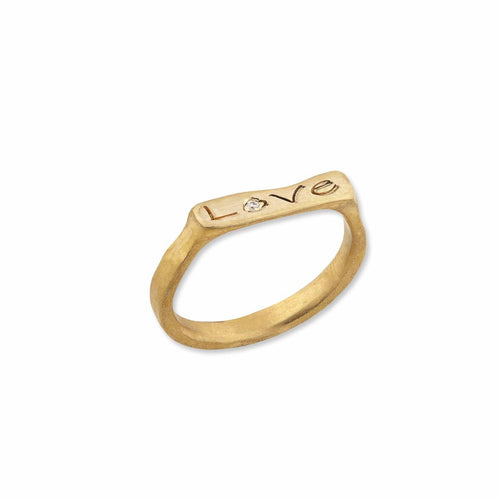 22K Gold Stockton "love" Ring with Diamond by Lika Behar