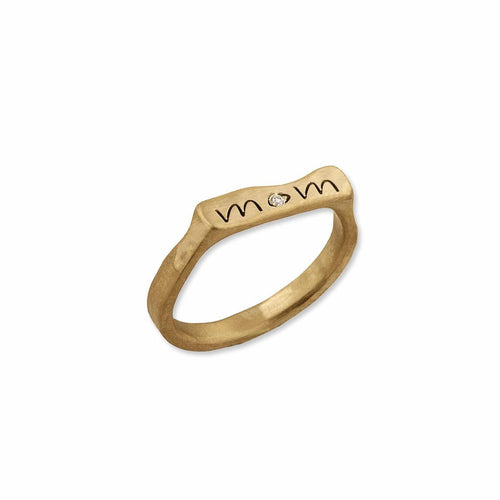 22K Gold Stockton "mom" Ring with Diamond by Lika Behar