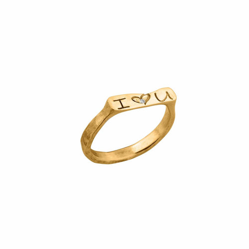 22K Gold Stockton "i Love U" Ring with Diamond by Lika Behar