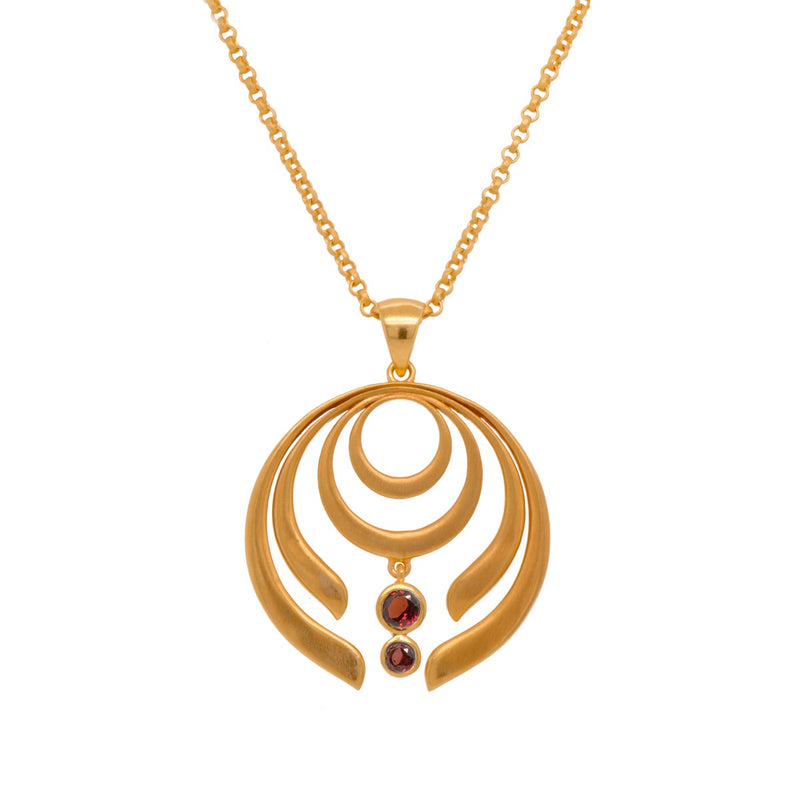 Strength Large Garnet No Chain 24K Gold Vermeil Pendant-Joyla-Renee Taylor Gallery