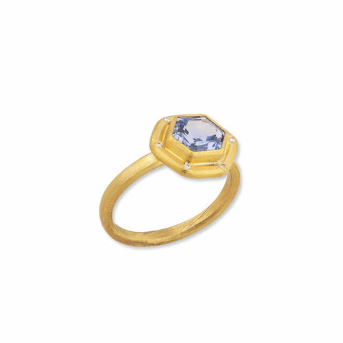 Sun Cornflower Blue Sapphire Ring with Diamond by Lika Behar