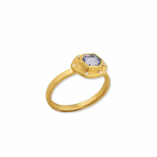Sun Cornflower Blue Sapphire Ring with Diamond by Lika Behar