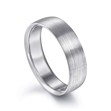 14K White Gold 6mm - Men's Wedding Band in Satin Finish - MBL0156-60W4JJJ-Gabriel & Co.-Renee Taylor Gallery